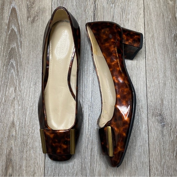 Naturalizer N5 Comfort Brown Tortoise Shell Buckle Frankee Patent Heel Size 5.5 - Picture 4 of 16